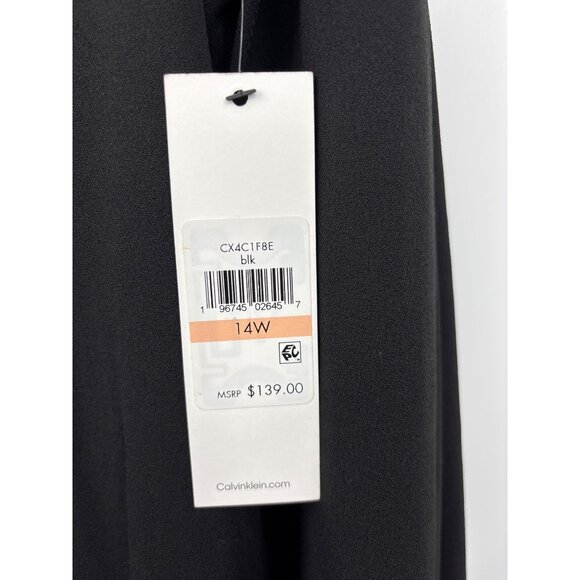 Calvin Klein Sleeveless Cape Sheath Dress Black 14W NEW - Picture 7 of 9